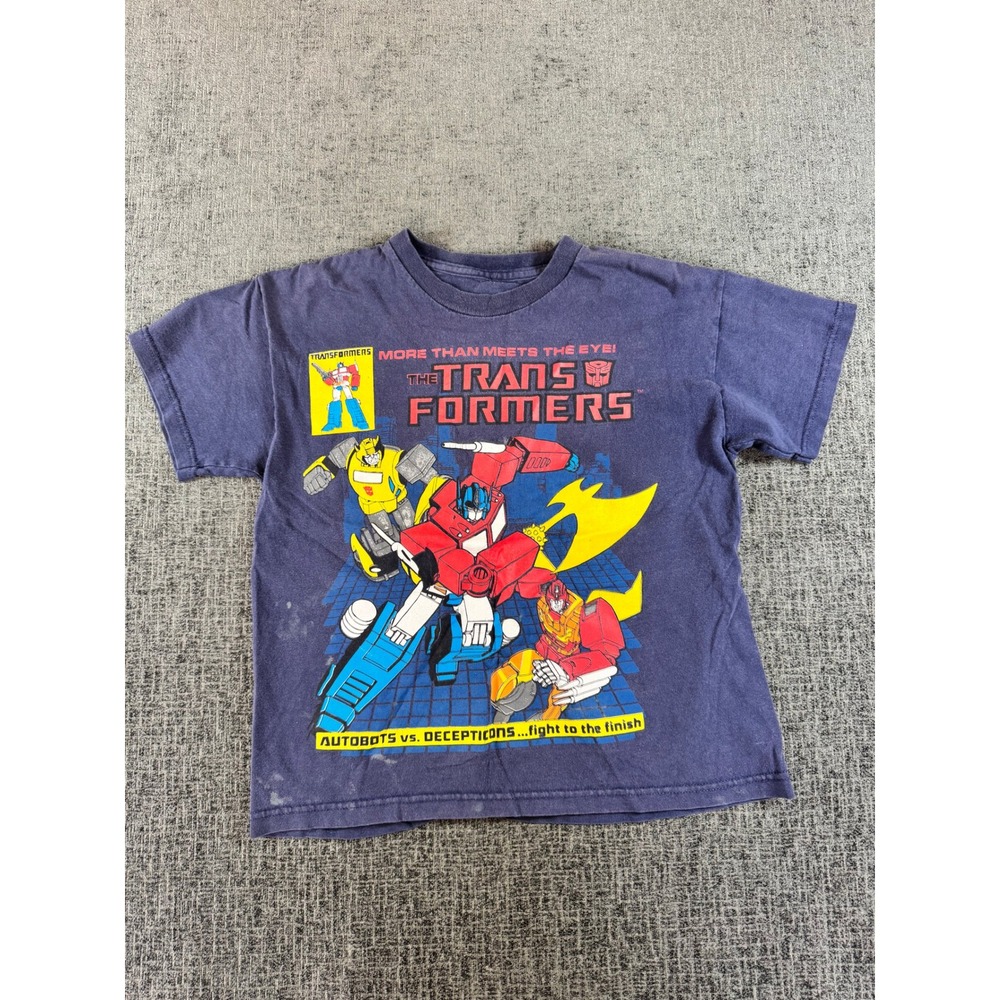 Transformers Kids Navy Blue Graphic T-Shirt Optimus Prime Bumblebee Retro G1